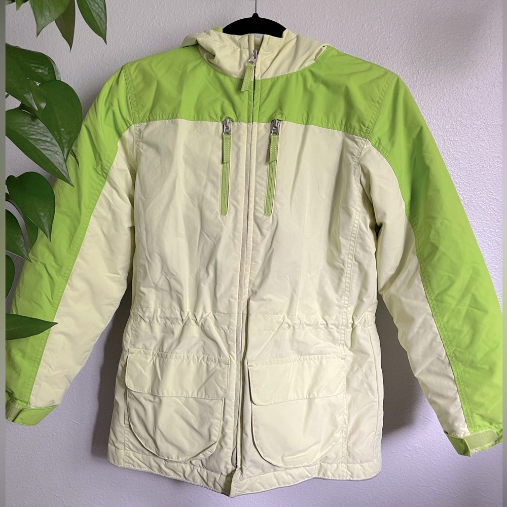 Lands End Green Hooded Puffer Winter Outdoor Jacket Girls Medium 10- 12